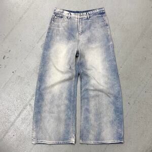 BLEACH WASH WIDE LEG BAGGY DENIM 34 WAIST